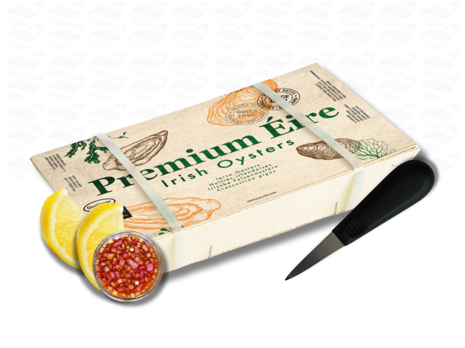 12 Verse Oesters + Gratis Oestermes, Citroenschijfjes & Vinaigrette