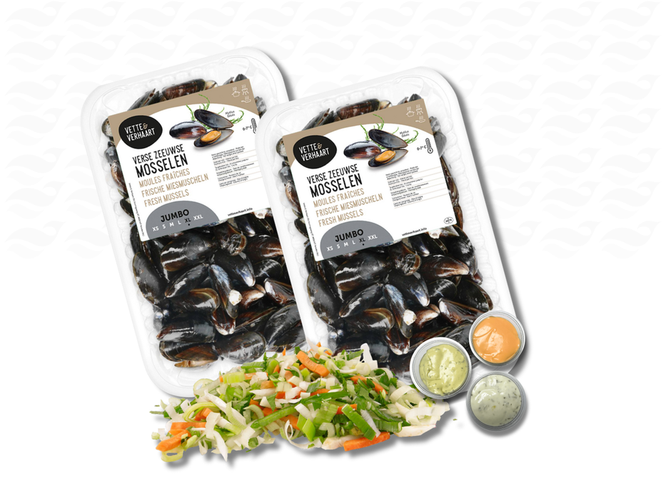 2 Kilo Verse Zeeuwse Mosselen + Gratis Mosselgroente & Mosselsaus